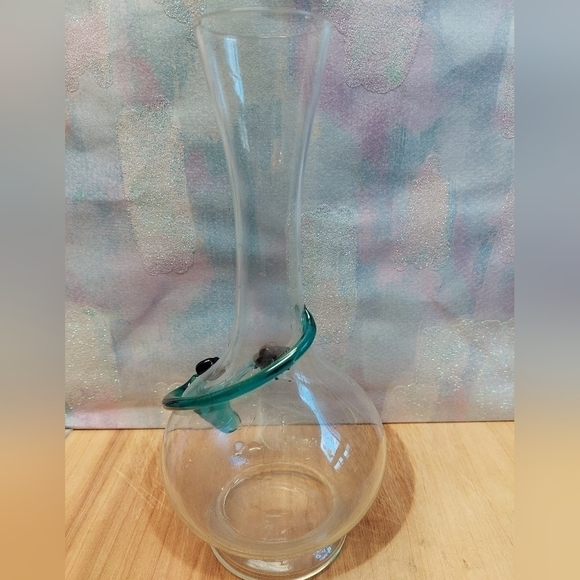 Vintage* 70s Handmade Glass Bud Vase with Raised Glass Wrap Around - Picture 2 of 6